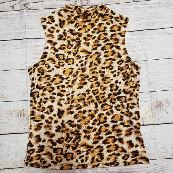 OLIVIA RAE turtle neck leopard print L - Picture 1 of 5